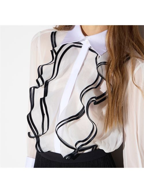 Abito in georgette con ruches e frange ELISABETTA FRANCHI | AB02267E2/309